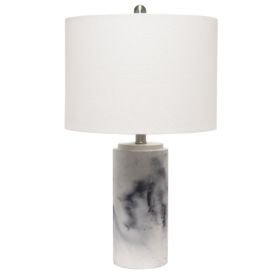 Lalia Home Marbleized Table Lamp with White Fabric Shade (Pack of 1)