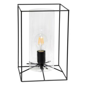 Lalia Home Framed Table Lamp with Clear Cylinder Glass Shade (Pack of 1)