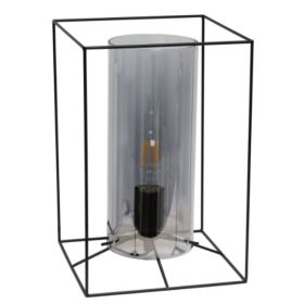 Lalia Home Black Framed Table Lamp with Smoked Cylinder Glass Shade (Pack of 1)