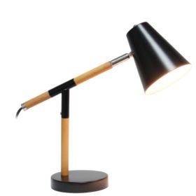 Simple Designs Matte and Wooden Pivot Desk Lamp (Pack of 1)