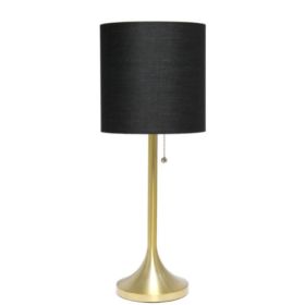Simple Designs Gold Tapered Table Lamp with Fabric Drum Shade (Pack of 1)