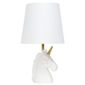 Simple Designs Sparkling Gold and White Unicorn Table Lamp (Pack of 1)