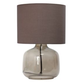 Simple Designs  Glass Table Lamp with Fabric Shade (Pack of 1)