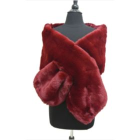 Faux Fur Scarf Red (Pack of 12 Pieces )