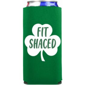 Funny St. Patrick's Day Slim Seltzer Coolie - Fit Shaced Green and White (Pack of 1)