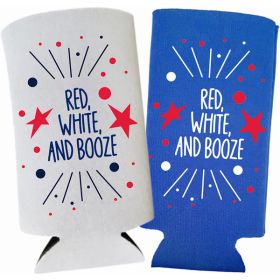 Funny Patriotic Slim Can Coolers - 4th of July, Memorial Day (Pack of 1)