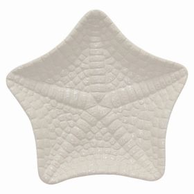 Plutus Brands Ceramic Decorative Star Plate in White Porcelain (Pack of 1)