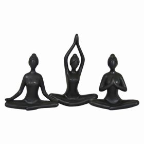 Plutus Brands Yoga Figurines-in Black Porcelain Set of 3