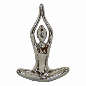 Plutus Brands Yoga Figurine in Silver Porcelain (Pack of 1)
