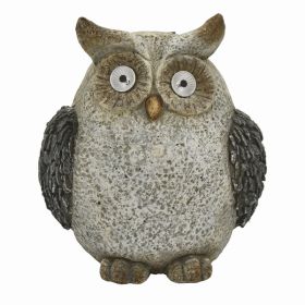Plutus Brands Garden Solar Owl in Gray Resin (Pack of 1)