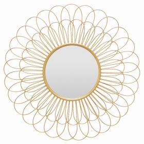 Plutus Brands Wall Mirror Petal Design in Gold Metal (Pack of 1)