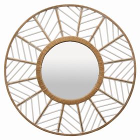 Plutus Brands Rattan Wall Mirror in White Natural Fiber (Pack of 1)
