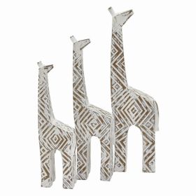 Plutus Brands Giraffe Tabletop in White Resin Set of 3