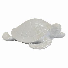 Plutus Brands Ceramic Tortoise Tabletop in White Porcelain (Pack of 1)