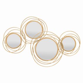 Plutus Brands Wall Mirror Decoration- Gold in Gold Metal (Pack of 1)