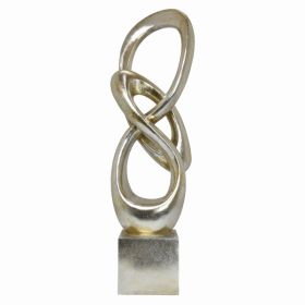 Plutus Brands Sculpture On Base in Silver Resin (Pack of 1)