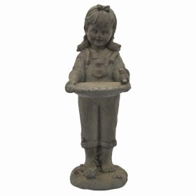 Plutus Brands Girl Garden Figurine in Gray Resin (Pack of 1)