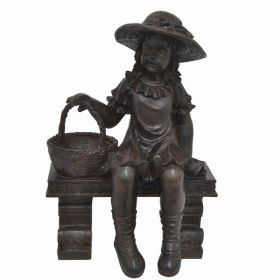 Plutus Brands Girl On Bench in Brown Resin (Pack of 1)