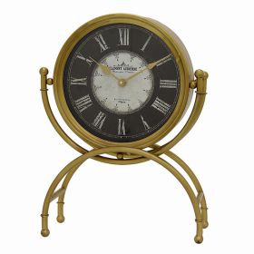 Plutus Brands Metal Table Clock in Gold Metal (Pack of 1)