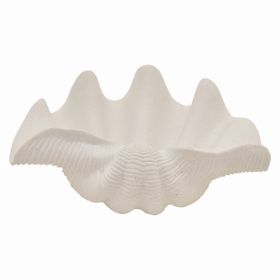 Plutus Brands Decorative Clamshell Bowl in White Resin (Pack of 1)