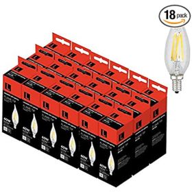 Lenawee LEN-41117-UL 4W Filament Candle Flame Tip E12 2700K Light Bulb (Pack of 1 Pack of 18)