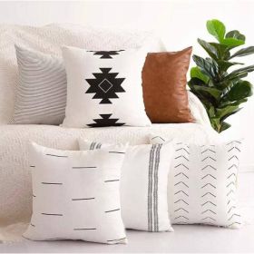 Cotton And Faux Leather Throw Pillow Cover Set 6 (Pack of 1)