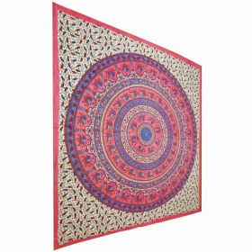 Pink Elephant Mandala Floral Background Tapestry (Pack of 1)