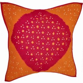 Bandhini Print Cotton Cushion Cover Design Floral Pattern Home Accent Furnishing - 16" x 16" (Pack of 1)