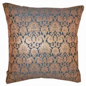 Silk Jacquard Cotton Back Teal Cushion Cover Home Accent Furnishing - 16" x 16" (Pack of 1)