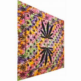 Marijuana Leaf Mirror Symmetrical Art Design Tapestry Wall Hanging Bedspread (Pack of 1)