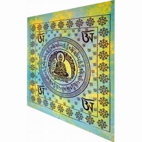 Buddhist Om Symbol Full Size Tapestry Wall Hanging with Seven Chakra Symbol Border (Pack of 1)