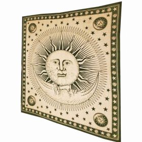 Divine Sun & Celestial Crescent Moon Tapestry with Self Design Artwork (Pack of 1)