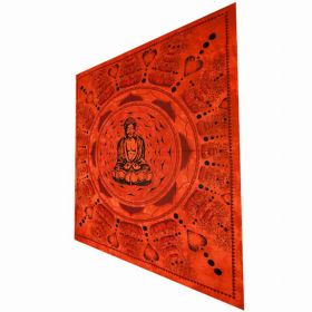 Red Buddha In Dharma Chakra Mudra On A Lotus Flower Full Size Tapestry Wall Art (Pack of 1)