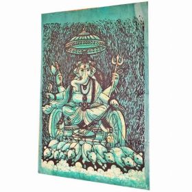 Batik Cotton Fabric Krauncha Ganesha Wall Decor Banner Tapestry (Pack of 1)