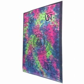 Buddhist Om Symbol Tapestry Wall Hanging with Seven Chakra Symbol Border (Pack of 1)