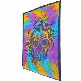 Sugar Skull Tapestry Tie Dye Pattern Floral Headpiece (Pack of 1)