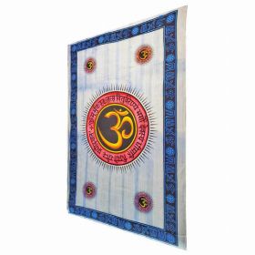 Aum Shanti Yoga Brushstroke Art Geometric Wall Tapestry (Pack of 1)