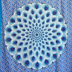 Blue Geometric Design Peacock Tapestry (Pack of 1)