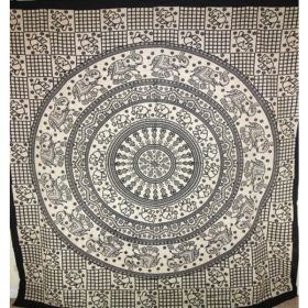 Black Baby Elephant Chakra Mandala Artwork Tapestry (Pack of 1)