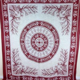 Maroon Tigers & Elephants Majestic Beasts Tapestry (Pack of 1)