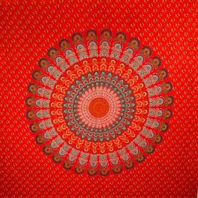 Red Peacock Dance Mandala Tapestry (Pack of 1)