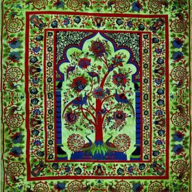 Green Tree of Life Peacock Tapestry (Pack of 1)
