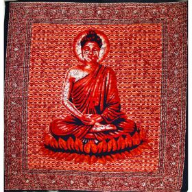 Red Buddha In Meditation Batik Style Tapestry (Pack of 1)
