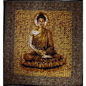 Yellow Buddha In Meditation Batik Style Tapestry (Pack of 1)