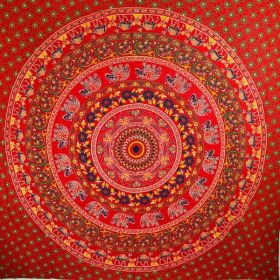 Red Elephants & Camels Mandala Tapestry (Pack of 1)