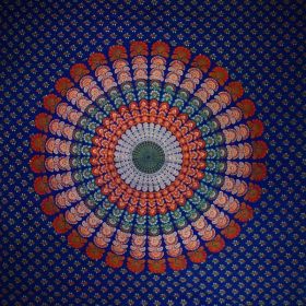 Navy Blue Peacock Dance Mandala Tapestry (Pack of 1)