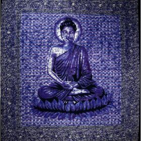 Blue Buddha In Meditation Batik Style Tapestry (Pack of 1)