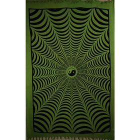 Green Trippy Yin Yang 3D Hand-loom Style Tapestry (Pack of 1)