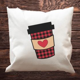 Buffalo Plaid Coffee Valentine's Pillow Cover (Pack of 1)