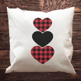 Buffalo Plaid Hearts Pillow Cover (Pack of 1)